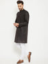 Vastramay Men's Black And White Cotton Kurta Churidar Set